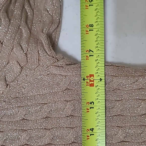 Talbots Gold Cable Knit Sweater with Gold Threading size Medium - Picture 6 of 7